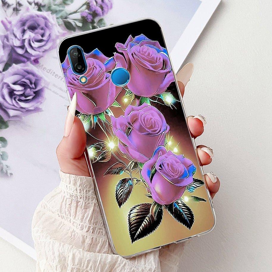 Für Huawei P20 Lite Hülle Beliebte Blume Schmetterling Weiche Klare Silikon Handy Rückseite für Huawei P20Lite Nova 3e ANE-LX1 Bumper