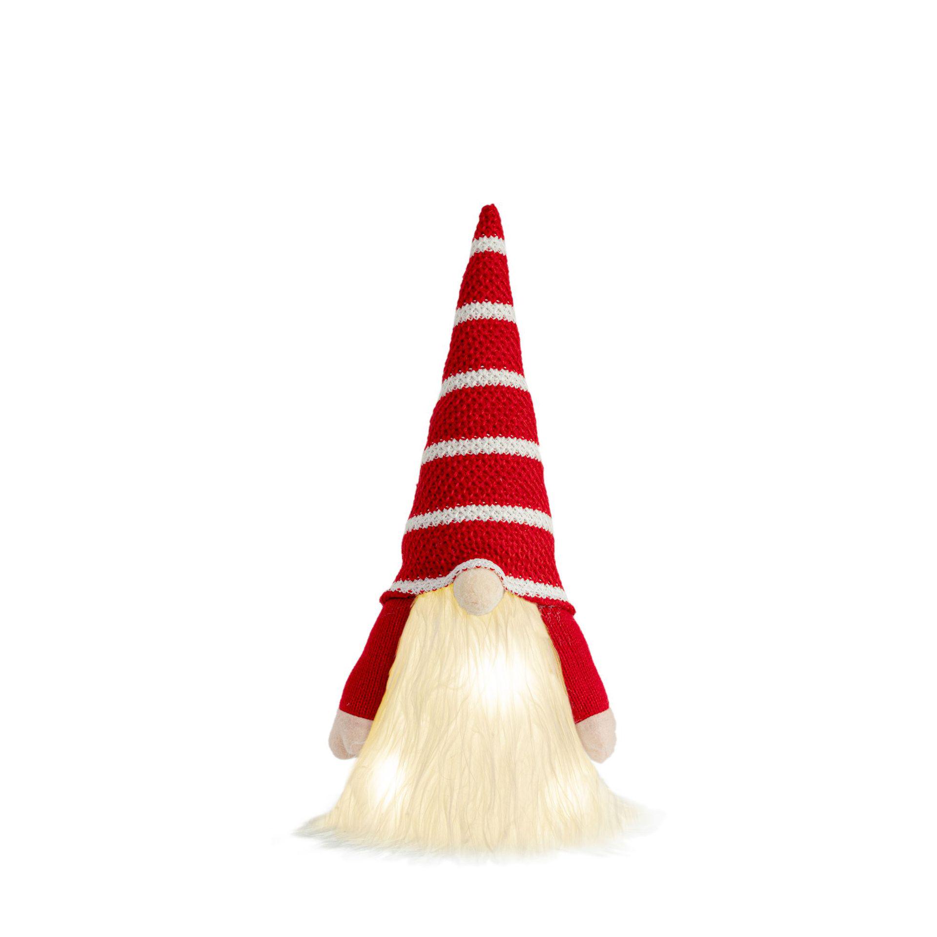 Christmas Tree Topper: Knitted Faceless Old Man with Lighted Striped Hat and Star Ornament