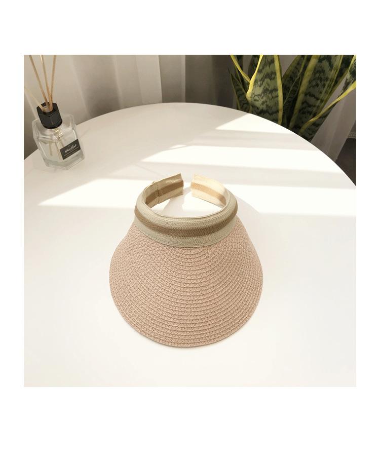 

Straw empty cap children summer outdoor travel sun protection sun hat sun beach leisure versatile M（56-58cm） розовый