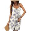 Women's Fashion Casual Floral Printed Racerback Sleeveless Pajamas Robe