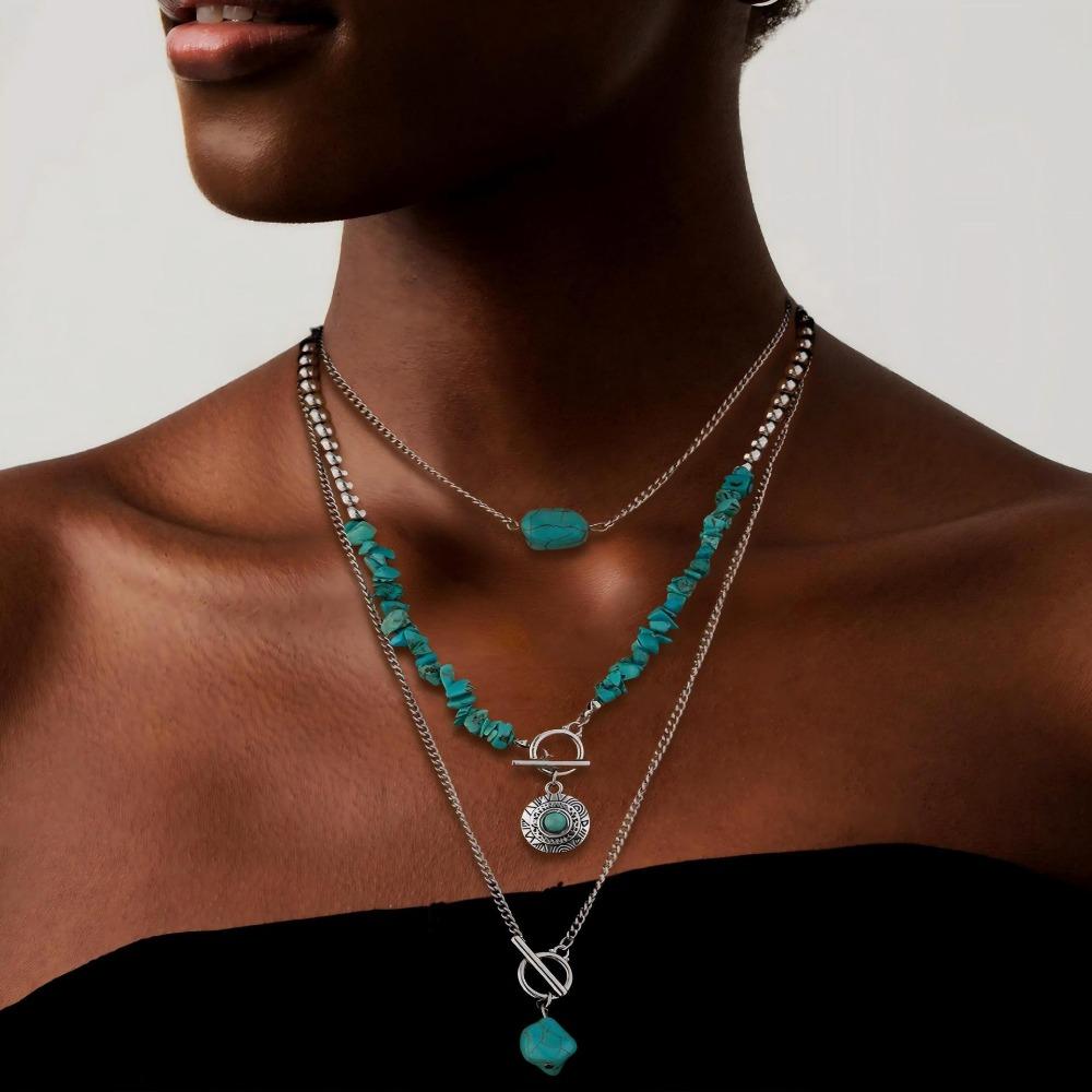 

Европейский и американский ретро имитация бирюзы голова коровы ключица экзотический этнический стиль кактус ковбойская шляпа наслоенное ожерелье из бусин