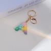 Resin Rainbow Color English Alphabet Tassel Keychain Creative Premium Crystal Epoxy Pendant Bag Pendant
