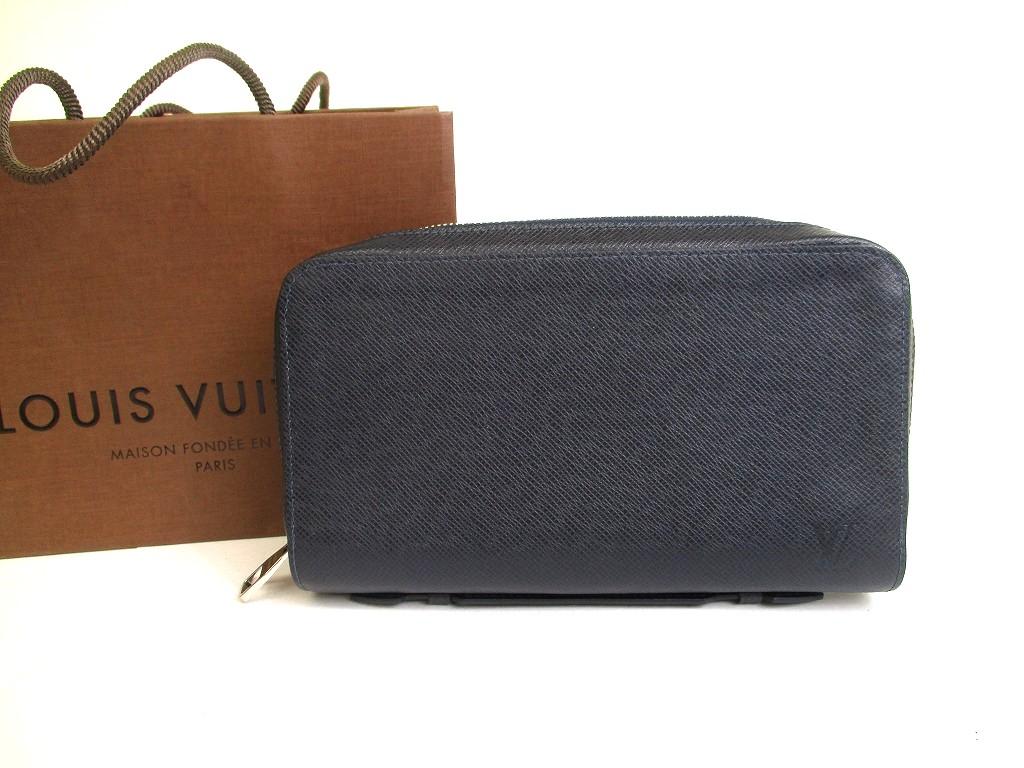 

Authentic LOUIS VUITTON Taiga Navy Blue Leather Zippey XL Wallet Clutch Bag #a863 Refurbished