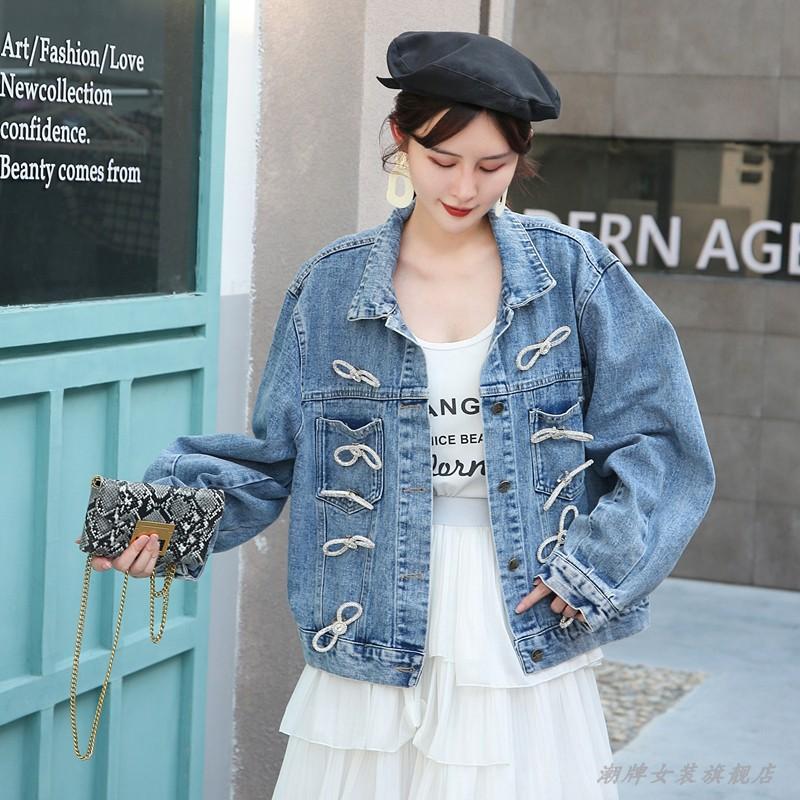 Thailand tide brand 2020 new spring and autumn heavy industry denim cross-border women s jacket loose denim jacket spring and autumn M