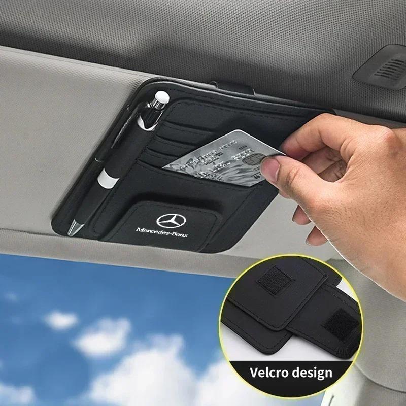 TEP3 Car Sun Visor Eyeglasses Organizer Multiple Pockets For Mercedes Benz AMG A C E Class W201 W210 W108 W204 W205 W203 W211 W124