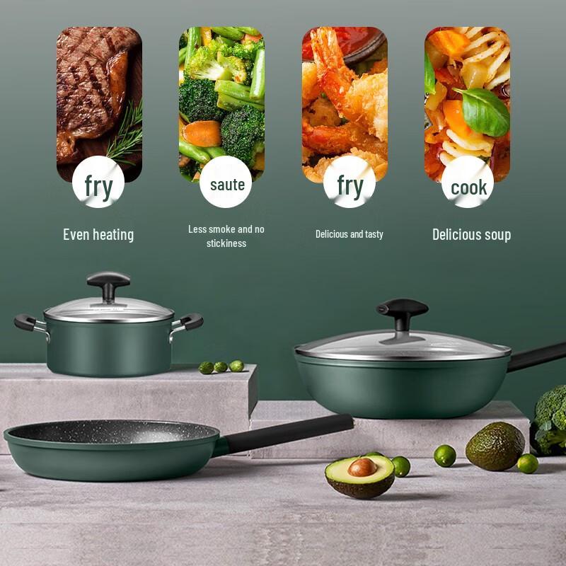 Joyoung 3-Piece Maifan Stone Non-stick Cookware Set