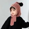 Thick Children's Scarf Hat Striped Design Kids Warm Cap Versatile Knitted Hood Scarf  Unisex Baby