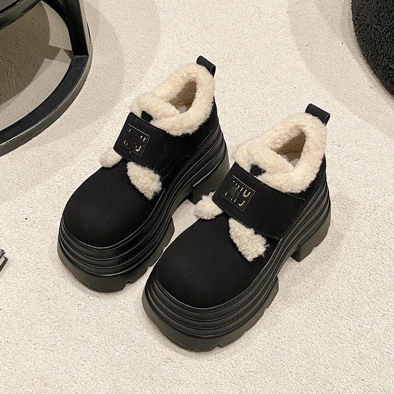 New velvet thick-soled winter heightening small fluffy shoes thickened warm cotton shoes