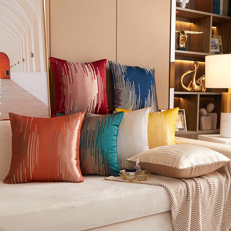 45x45cm Simple Jacquard Square Cushion Cover Polyester Geometric Pattern Throw Pillowcase Decorative Pillows for Sofa Decor Home