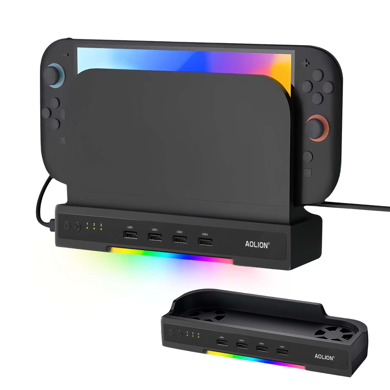 

Cooling fan for Switch 2 release Compatible with Nintendo Switch Lwuckbarrt Cooling stand for Switch heat cooling adjustable RGB heat dissipation чёрный