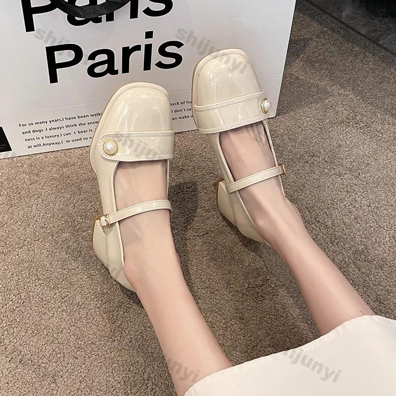 Fashion Fashion Platform Pumps for Women 2025 Spring New Strap Thick Heels Mary Jane Shoes Woman Round Toe High Heel Party Single Shoe