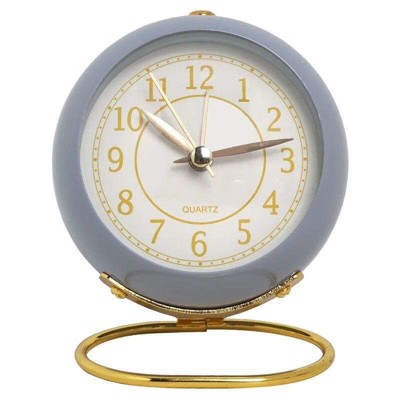 European Style Metal Clock Creative Silent Children's Electronic Aarm Clock Minimalist Living Room Bedroom Student Luminous