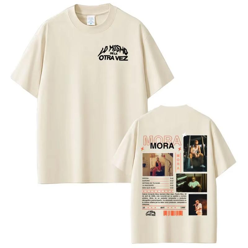 Rapper Mora Lo Mismo De La Otra Vez T Shirts Mens Clothing Hip Hop Fashion Short Sleeve T-Shirts Casual Cotton Oversized T-shirt