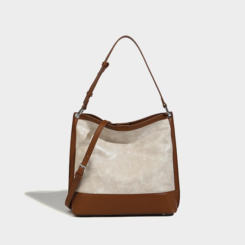 

Retro old tote bag 2024 autumn and winter new trendy fashion large capacity shoulder underarm bag versatile commuter bag коричневий