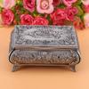 Vintage Style Rose Flower Carved Zinc Alloy Jewelry Box Case Jewellery Storage