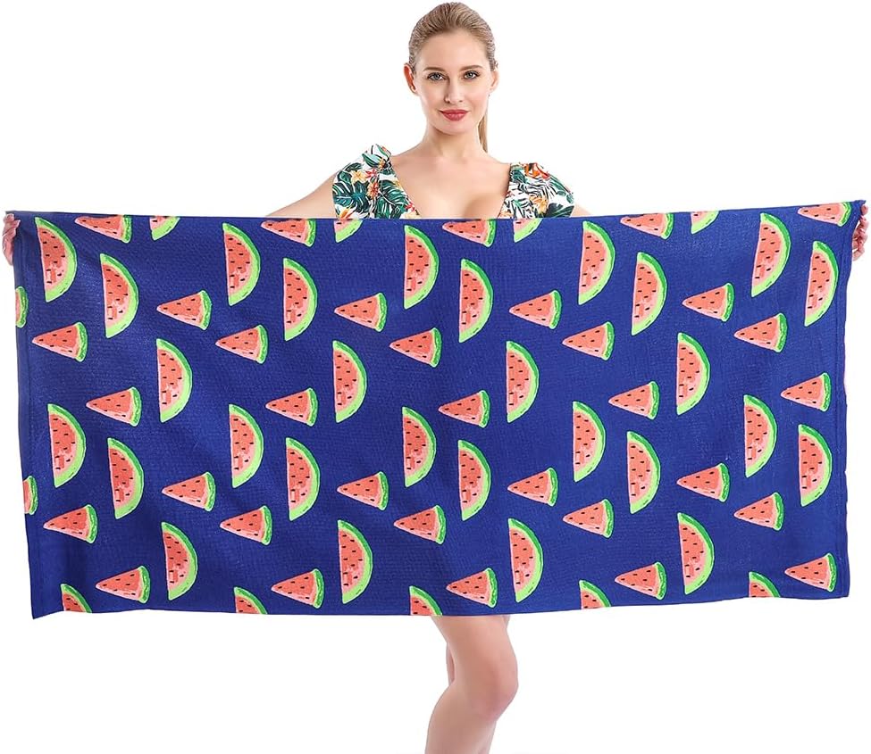 Beach Towel Microfiber Beach Towels Oversized Large Quick Dry Soft Sand Free Cute Watermelon Design Beach Towels for Kids Women