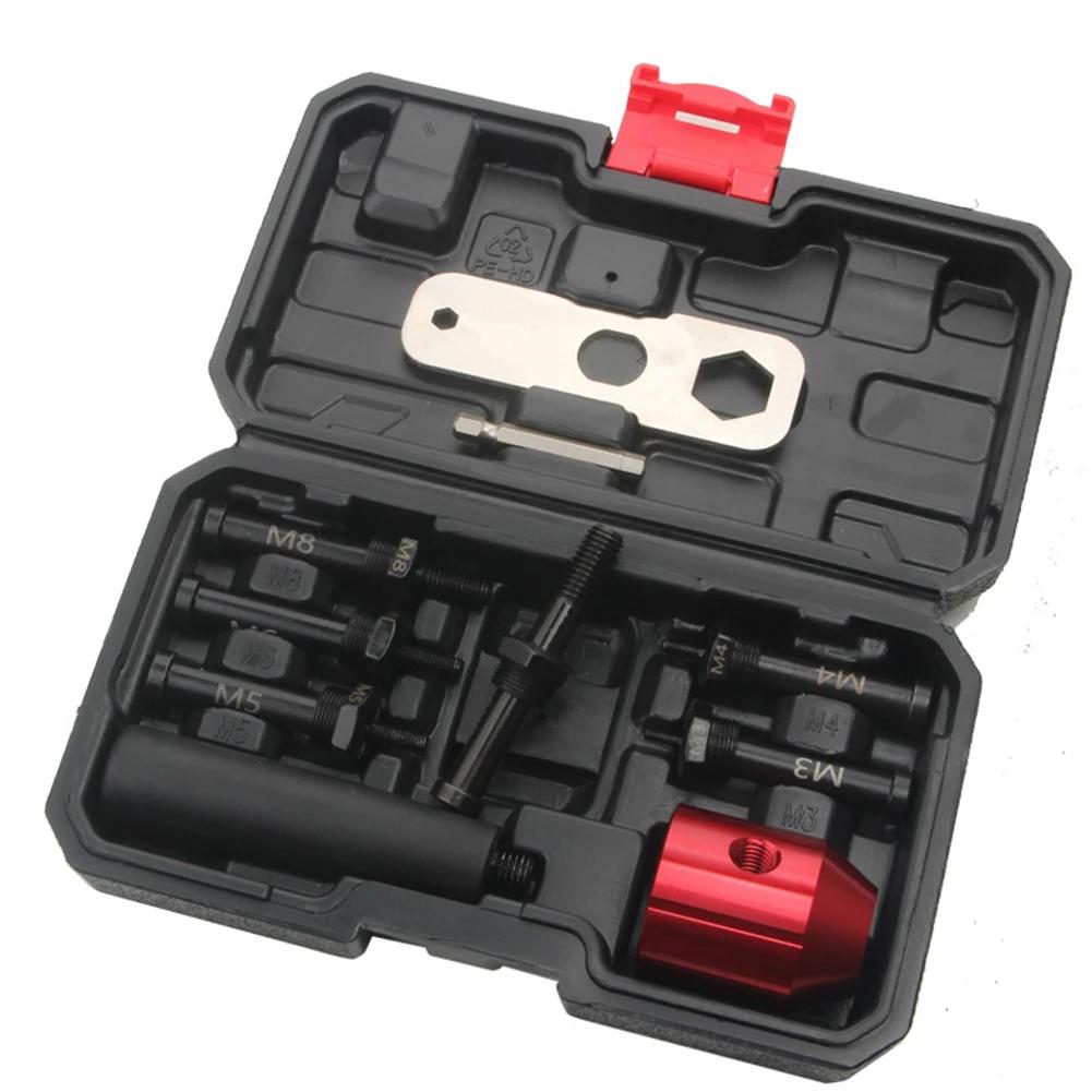 Heavy Duty Electric Pneumatic Riveter Tool Set with Multiple Rivet Conversion Heads for Various Fastening Tasks