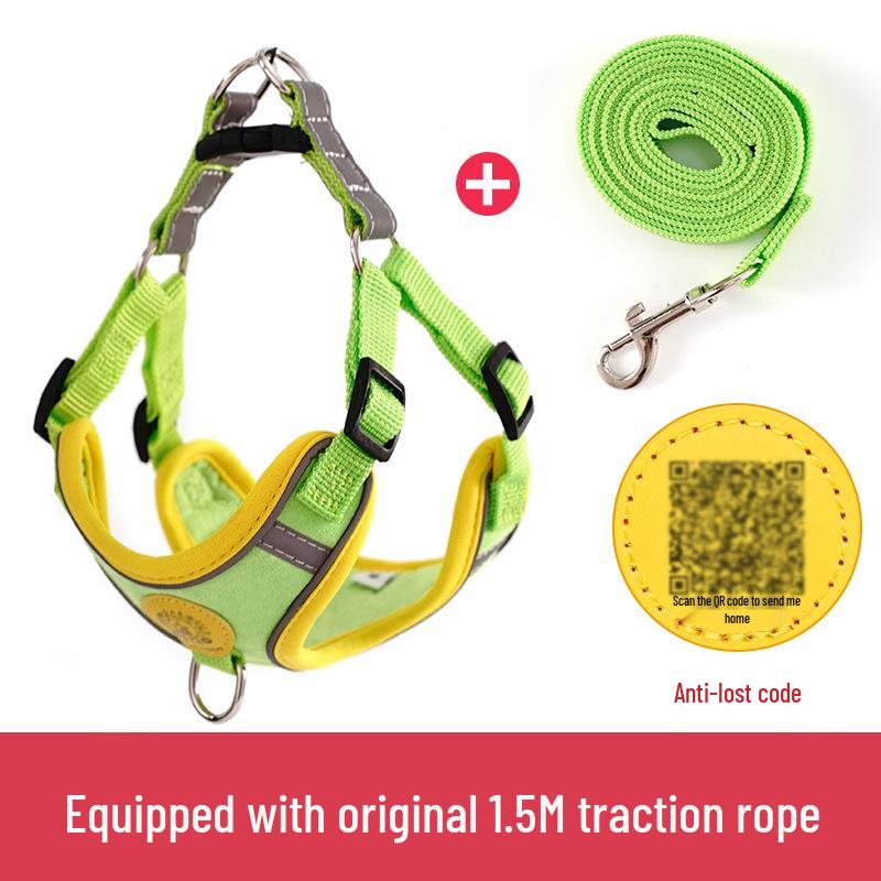 Reflective Breathable Suede Dog Harness and Leash Set for Small Dogs