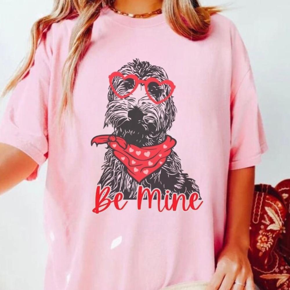Kawaii Golden Doodle Valentine Shirt Golden Doodle Womens Valentines Graphic T Shirts High Quality Cotton Streetwear S