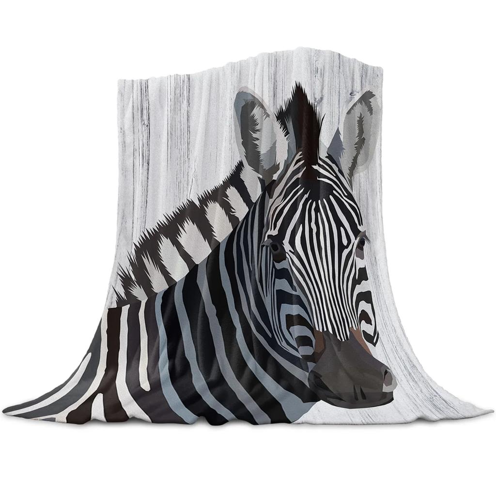 Animal Zebra Black and White Stripes Pattern Flannel Throw Blanket  Soft Lightweight Warm Cozy Kid Adult Travelling Camping Gift