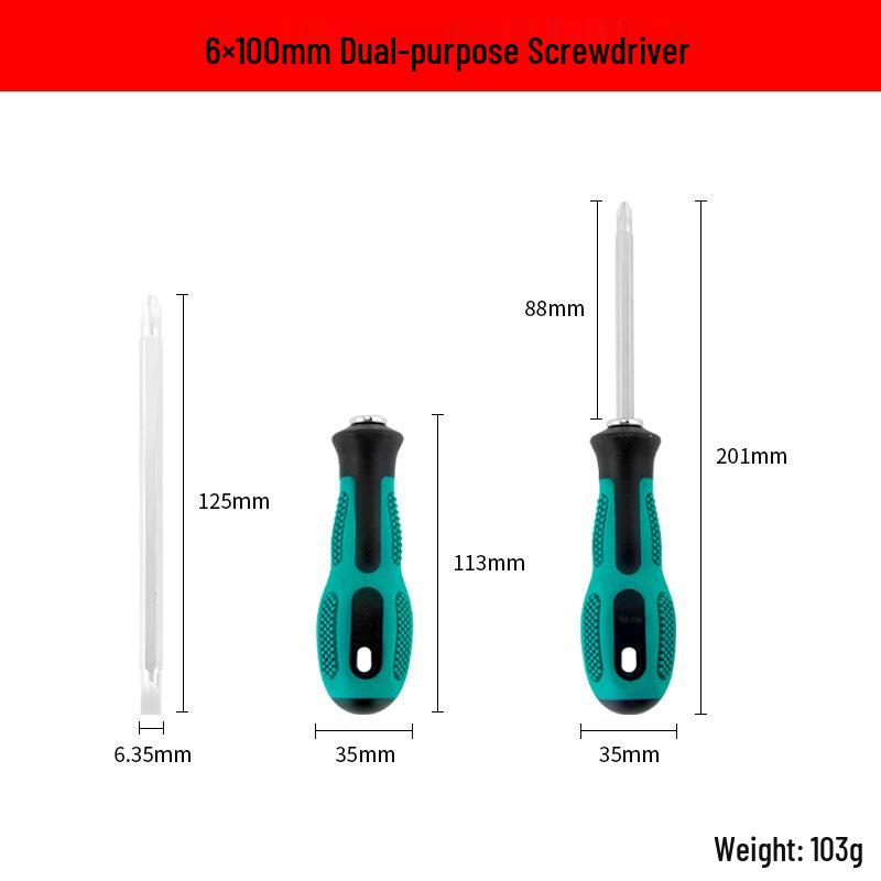 Dual-Use Magnetic Screwdriver, Double-Ended Phillips/Flathead, Chrome-Vanadium Steel.