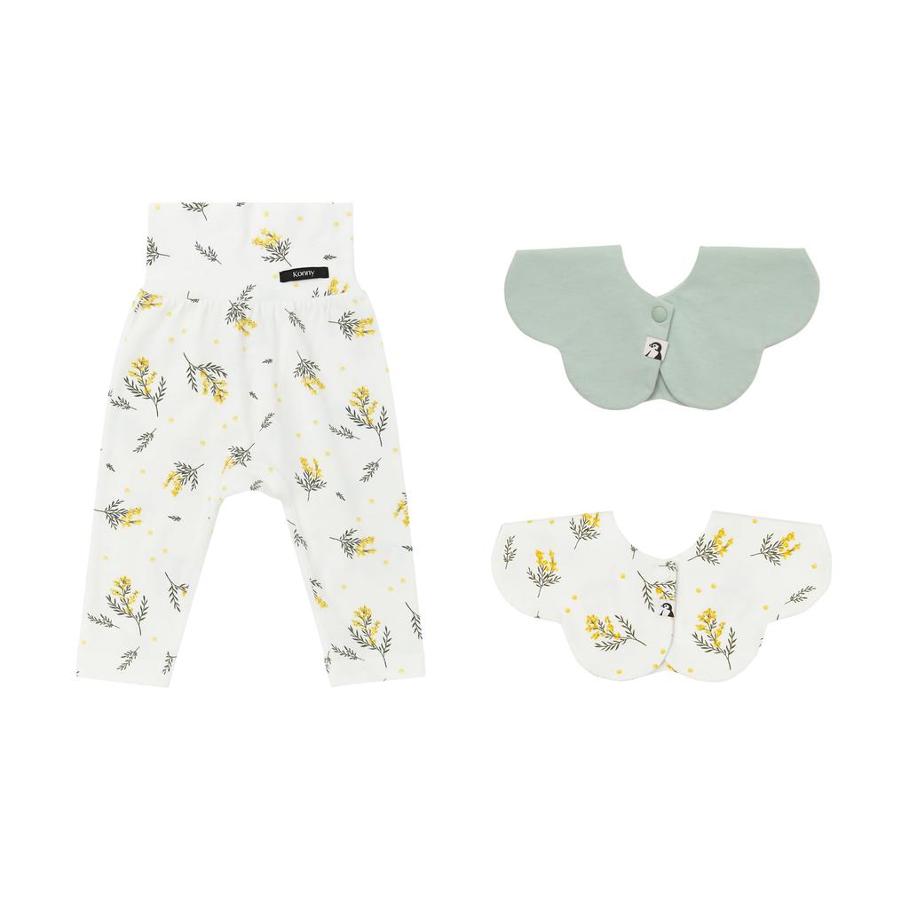 Soft Modal High Waist Leggings 1P Bib 2P 12M [Konny] + D-set (Mimosa, Mint, Mimosa)