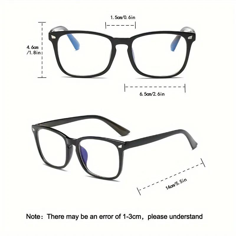 Lightweight PC Frame Glasses - Square Minimalist Blue Light Blocking Lenses, Anti-Fatigue Full Frames for Daily/Casual Wear