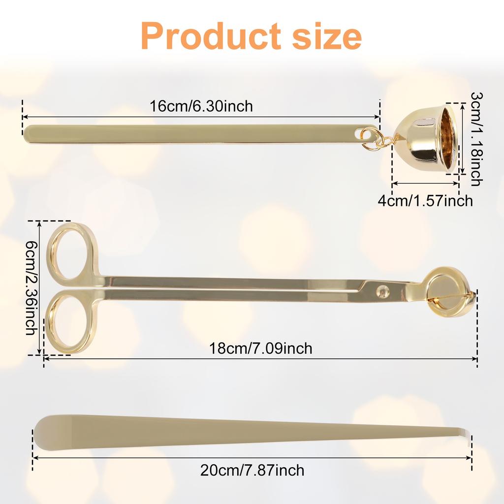 3Pcs Candle Extinguishing Tool Stainless Steel Candle Wick Trimmer Cutter Wick Dipper Candle Wick Trimmer Scissor Candle Stopper