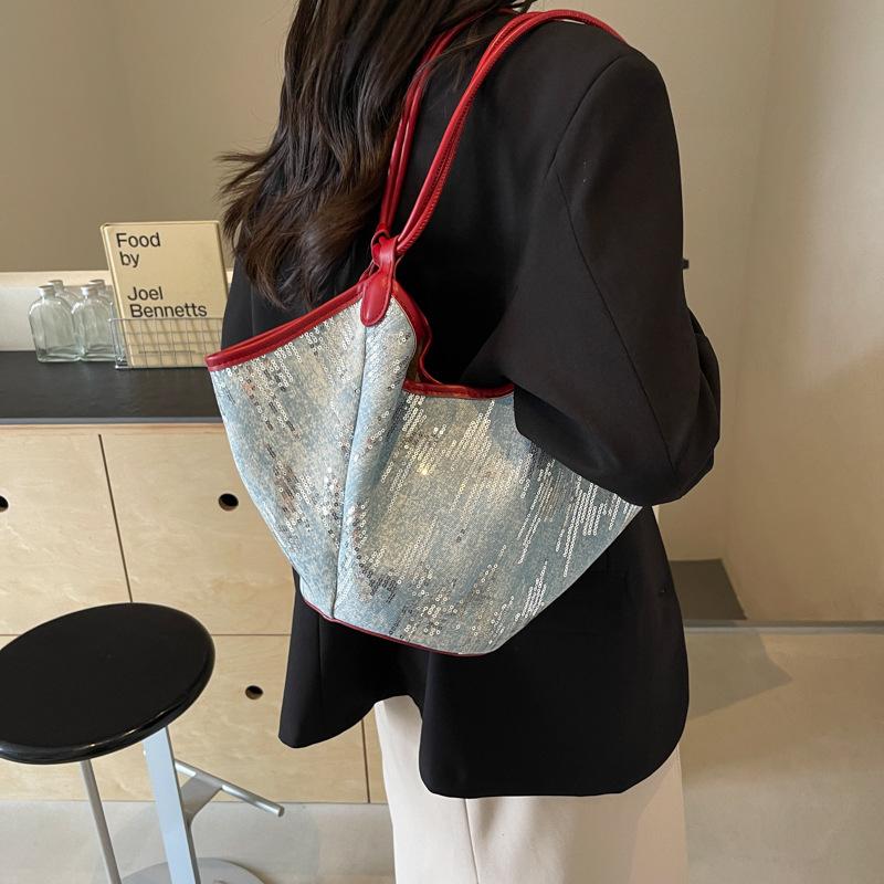 Bag Summer High-end Sense Niche Texture Underarm Bag 2025 New Denim Vegetable Basket Large-capacity Messenger Bag