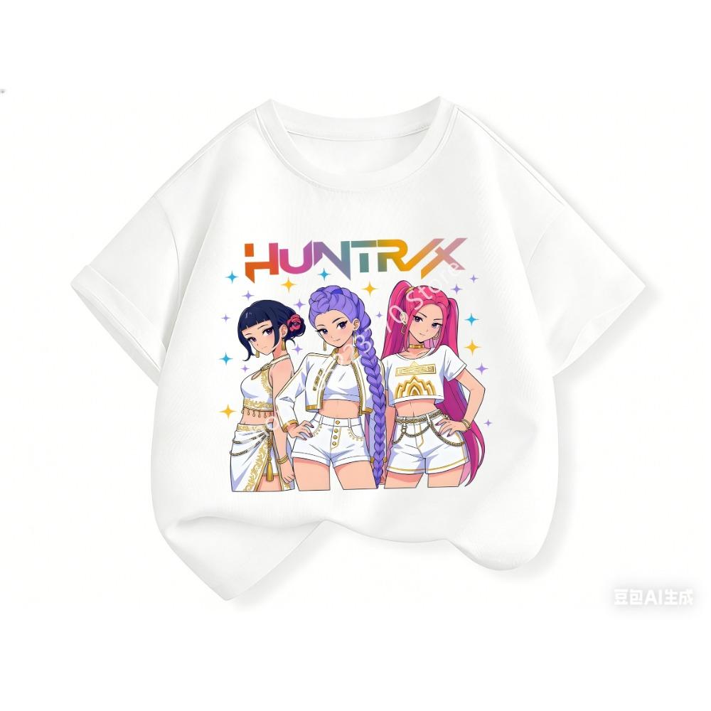 2026 Toddler Girl Clothes Kpop Demon Hunt Ers Cartoon Tee Shirt Funny Gift for Fans Harajuku Cool Kids T-shirts Summer Tops
