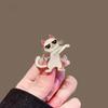 Dancing Kitten Shape Versatile Brooch Zinc Alloy White 1 Pc