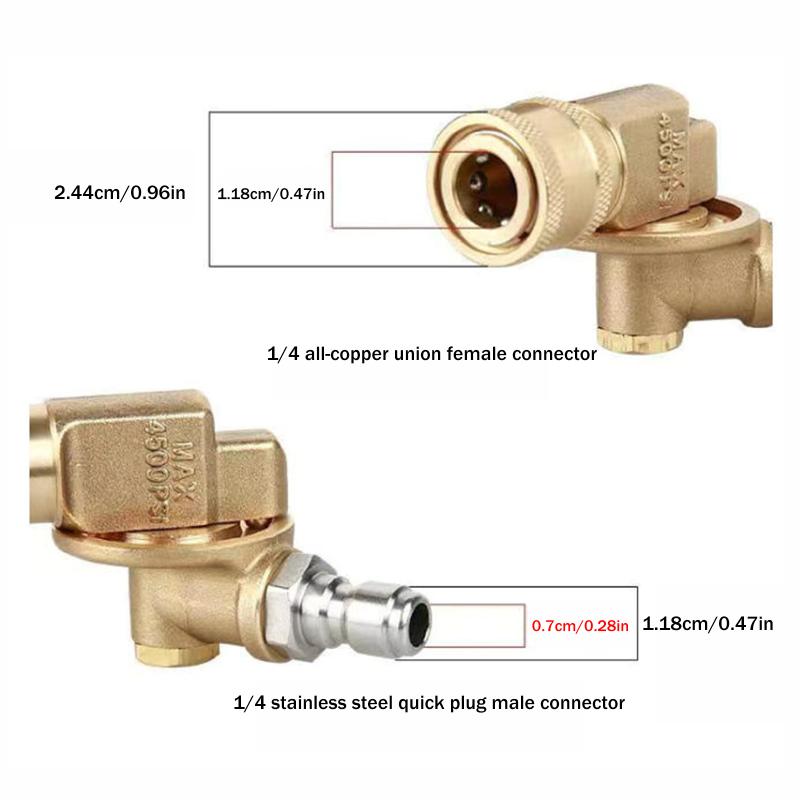 Acoplador de Lavadora de Alta Pressão Giratório de 180° Com 5 Pontas de Bico Angulares, Conexão Rápida de 1/4" Acessório Limpador de Calhas Para Uso Doméstico