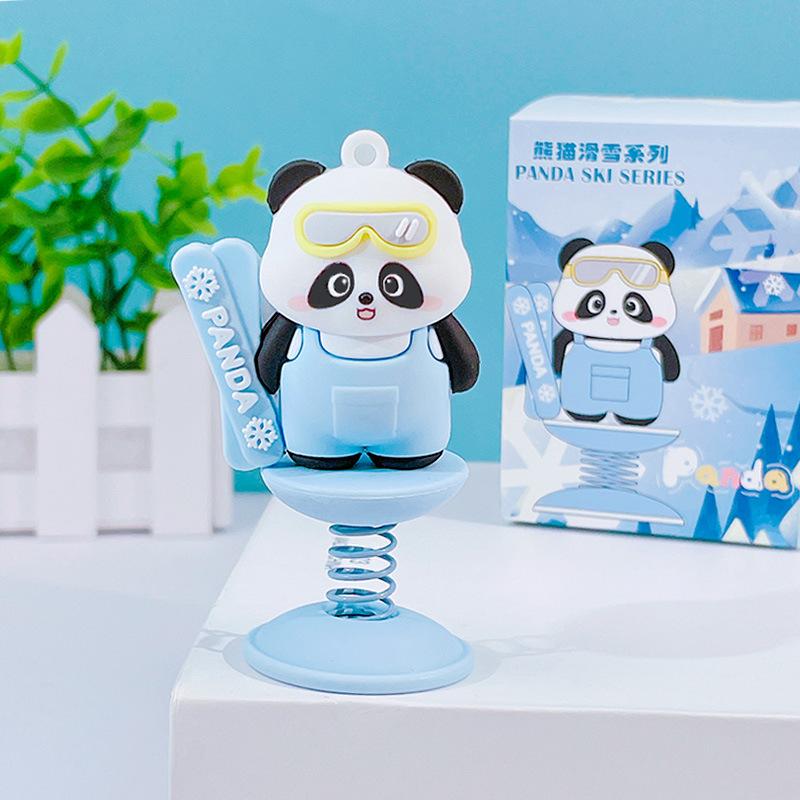 

Cartoon Panda Ski Rocking Music Car Decoration Ornament Cute Decompression Doll Figure Desktop Decoration Small Gift