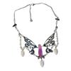 Handmade Natural Crystal Angel Necklace Butterfly Wing Pendant Necklaces Multi-Layer Tassels Choker Clavicle Chain Gift
