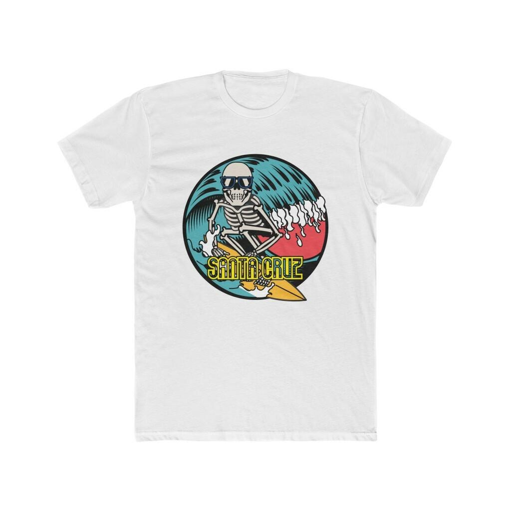 Santa Cruz Beach Skull Surfer California Men s Cotton Crew Tee S разноцветный