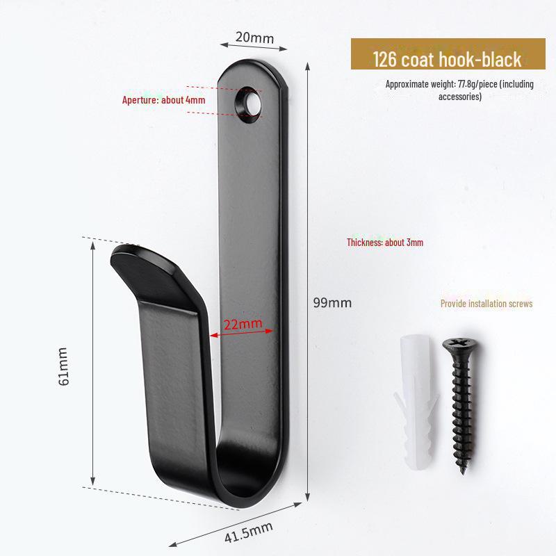 "Black Coat Hook Wall Hanging, Iron Bracket, Cross-Border Hardware for Room Door Storage"