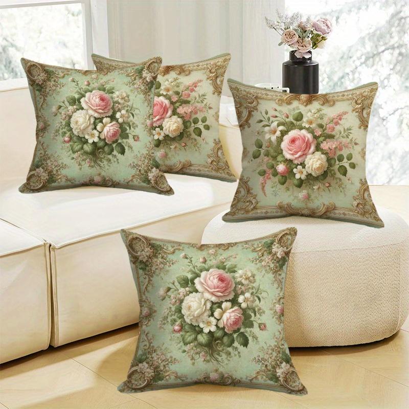 Retro flower decoration pillowcase pillowcase super soft polyester material living room sofa back car pillowcase decoration