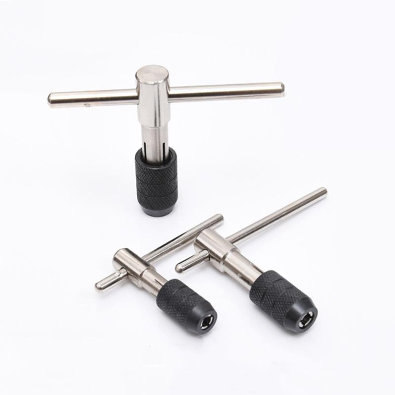 Adjustable T-shaped tap wrench, hand tap drill set M3-M12, used for manual thread tapping and drilling, tap and drill tool set