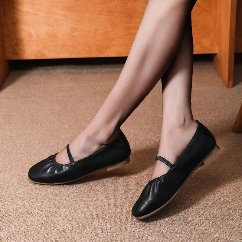 

2024 Новая мода Лидер продаж однотонные женские туфли с круглым носком на плоской подошве удобные универсальные повседневные туфли без застежек Zapatos 43