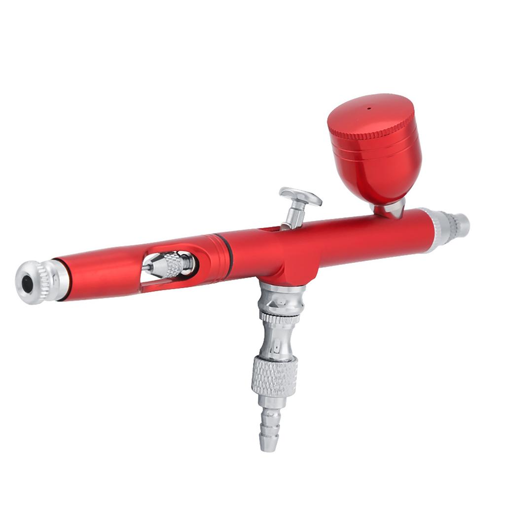 Dual Action Gravity Feed Airbrush Gun 0.3mm Spray Art Paint Tattoo Nail Tool Kit(Red)