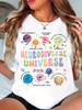Neurodiverse Universe Printed T-Shirt Fun Cosmic Planets Teacher T Shirt Women's Crew Neck Short Sleeve Tops Gift for Teachers