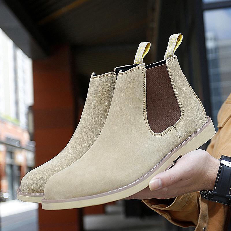 British Style Vintage Handmade Men Shoes High-grade Chelsea Boots Men's Genuine Suede Leather Designer Martin Boots Ankle Boots