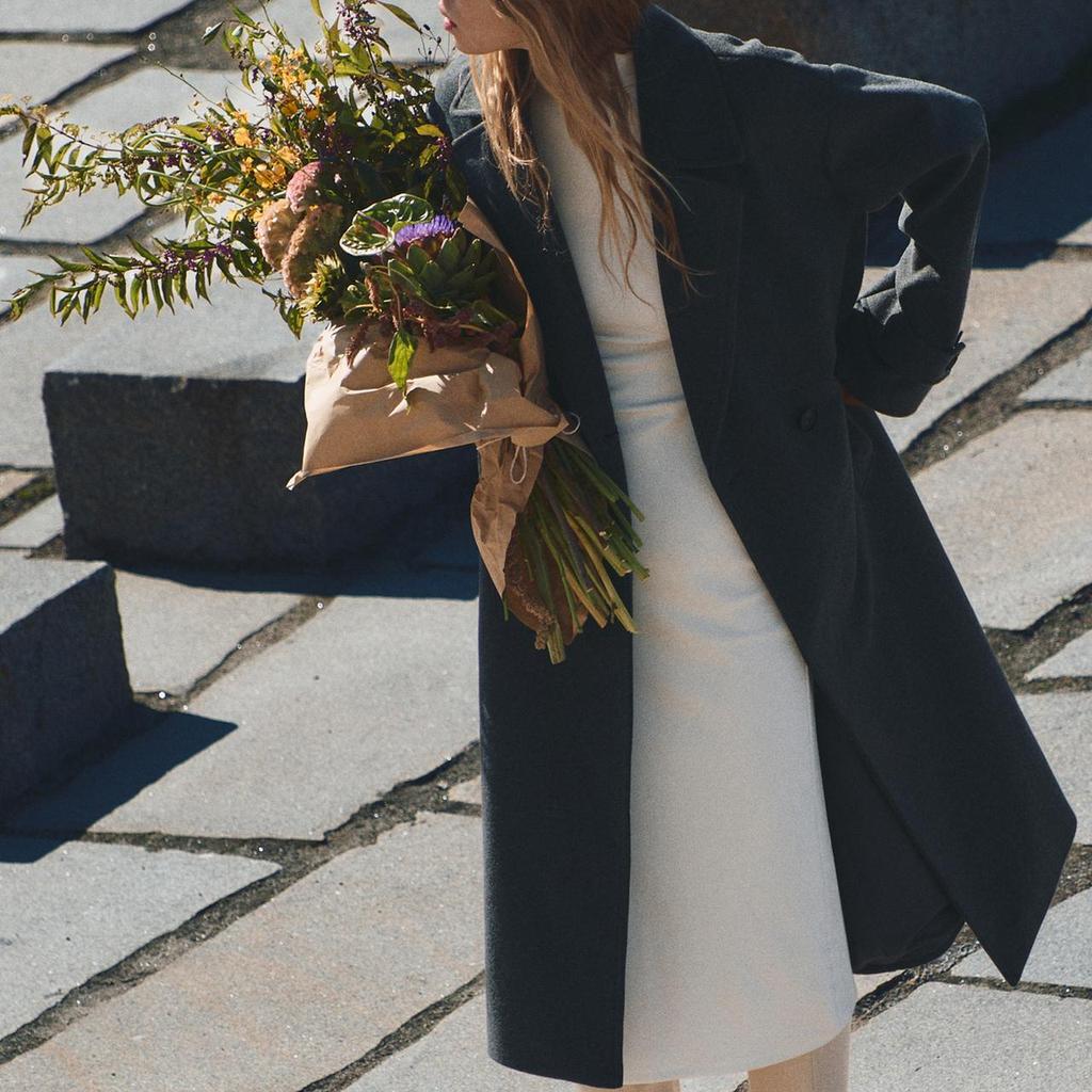 Zara Loose Fit Solid Color Double Breasted Coat Women Coats Gray 3046299-802