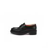 Cowhide version~ Genuine leather platform loafers women's black round head thick heel single shoes retro British lazy small leather shoes