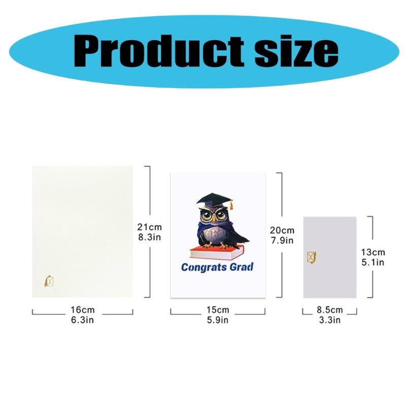 Congratulatory 3D Owl Graduation Card with Caps and Diploma Festival Graduation Card Paper Texture Perfect for Graduate