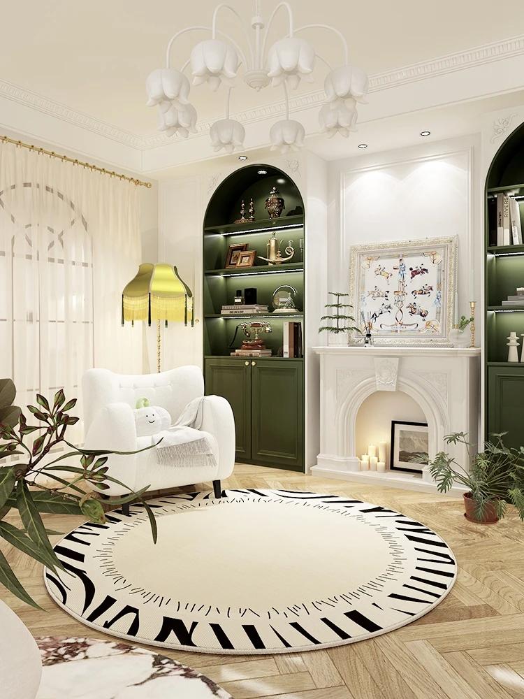 Francuski Retro Dekoracja Salonu Okrągły Dywan Dywany Wielkopowierzchniowe do Sypialni Domowe Zmywalna Mata Podłogowa Antypoślizgowy Miękki Dywanik do Szatni