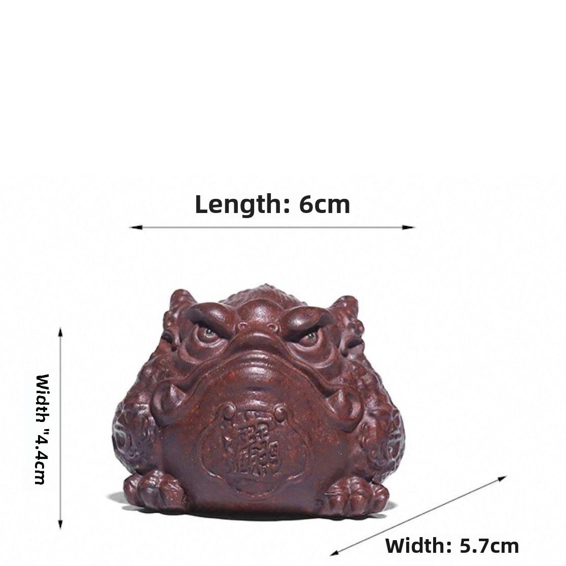 

Handmade Yixing Purple Clay Tea Pet - Lucky Dragon Toad, Iron-Red Sand, Glossy Finish, Wealth Attracting, Authentic Teaware