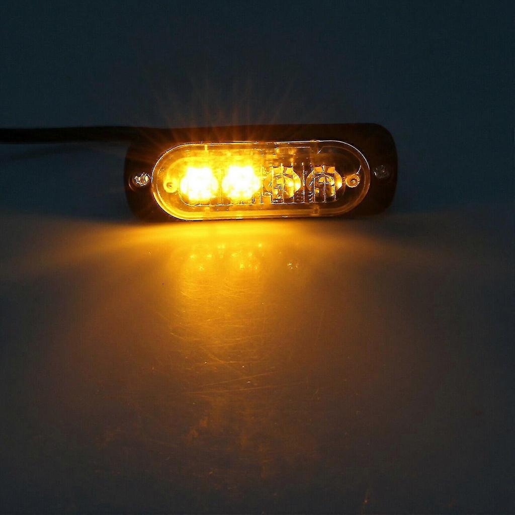 4 pezzi 4 LED Ambra Luci Stroboscopiche di Recupero 12v 24v Arancione Griglia Rottura Lampeggianti