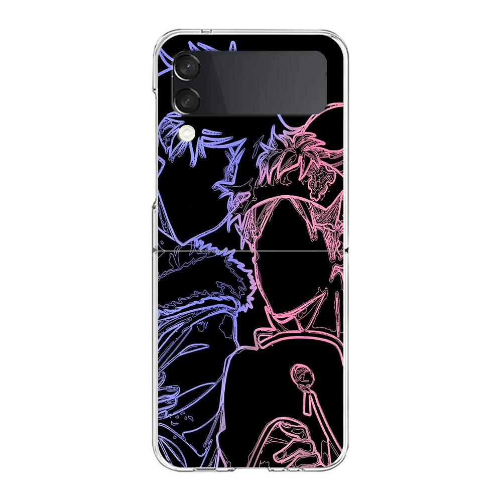 Asta Black Clover Neon Clear Phone Case For Samsung Galaxy Z Flip 4 Case Thin High Hard PC Shell on For Galaxy Z Flip 3 5G Cover