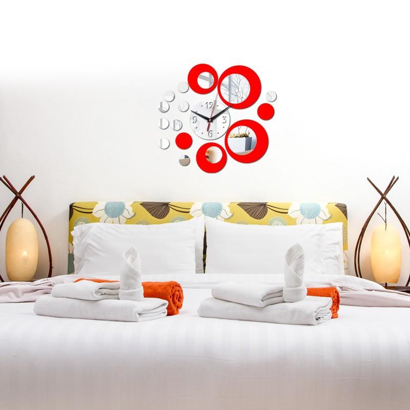 Explosive Circle Two-color Combination Acrylic Mirror Wall Sticker Wall Clock Mute Diy Decoration Wall Clock 3d